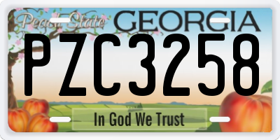 GA license plate PZC3258