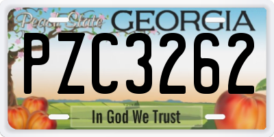 GA license plate PZC3262