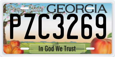 GA license plate PZC3269