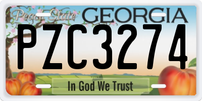 GA license plate PZC3274