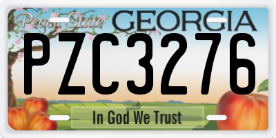 GA license plate PZC3276