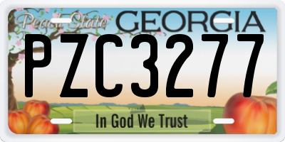 GA license plate PZC3277