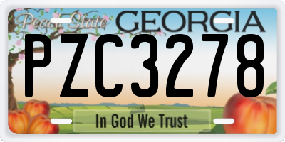 GA license plate PZC3278