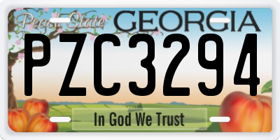 GA license plate PZC3294