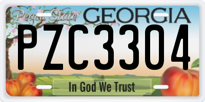 GA license plate PZC3304