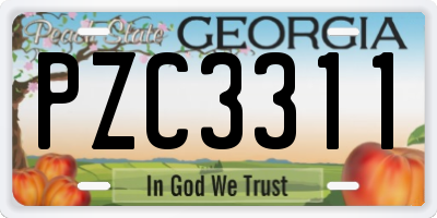 GA license plate PZC3311