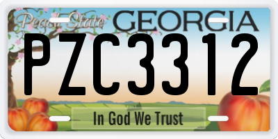 GA license plate PZC3312