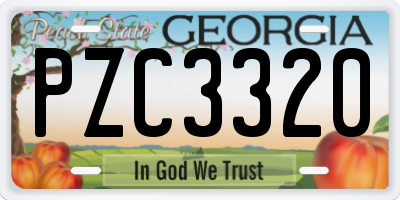GA license plate PZC3320