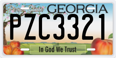 GA license plate PZC3321