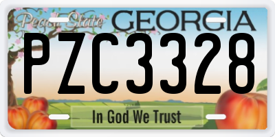 GA license plate PZC3328