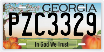 GA license plate PZC3329
