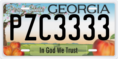GA license plate PZC3333