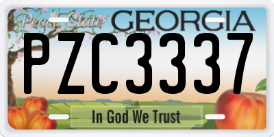 GA license plate PZC3337
