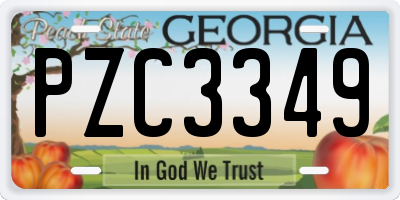 GA license plate PZC3349