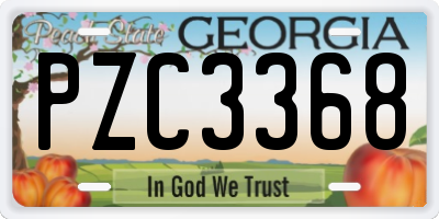 GA license plate PZC3368
