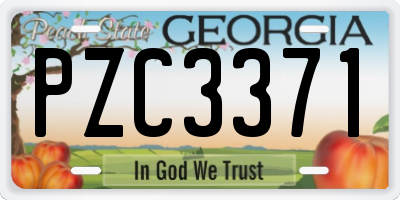 GA license plate PZC3371