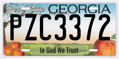 GA license plate PZC3372