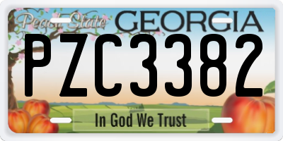 GA license plate PZC3382