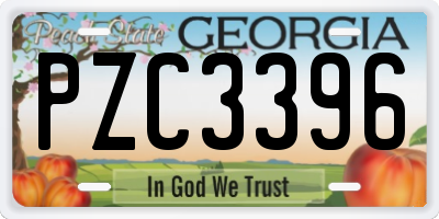 GA license plate PZC3396
