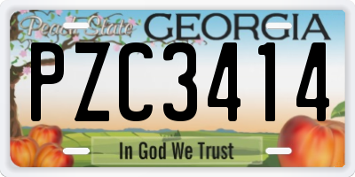 GA license plate PZC3414