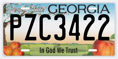 GA license plate PZC3422