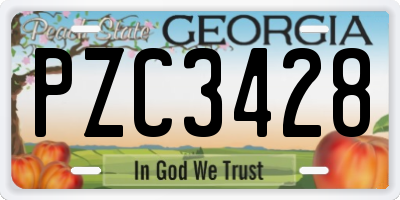 GA license plate PZC3428