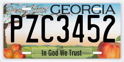 GA license plate PZC3452