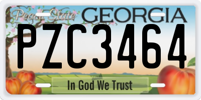 GA license plate PZC3464