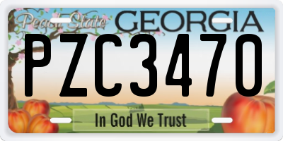 GA license plate PZC3470