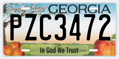 GA license plate PZC3472