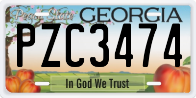GA license plate PZC3474