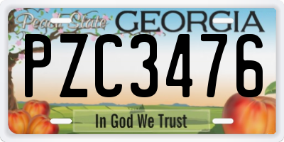 GA license plate PZC3476