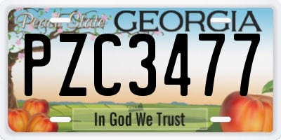 GA license plate PZC3477