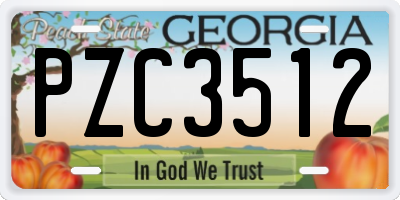 GA license plate PZC3512