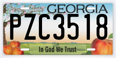 GA license plate PZC3518