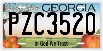 GA license plate PZC3520