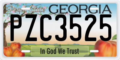 GA license plate PZC3525