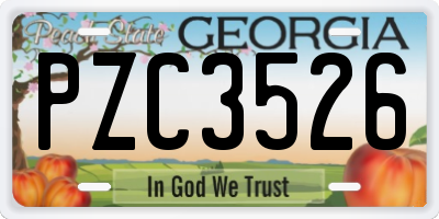 GA license plate PZC3526