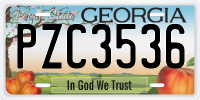 GA license plate PZC3536