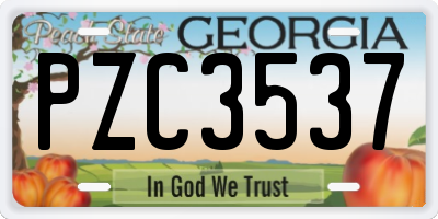 GA license plate PZC3537