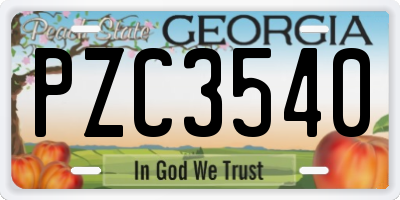 GA license plate PZC3540