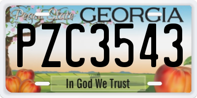 GA license plate PZC3543