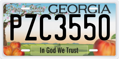 GA license plate PZC3550