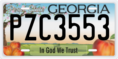 GA license plate PZC3553