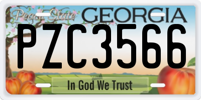 GA license plate PZC3566
