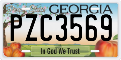 GA license plate PZC3569