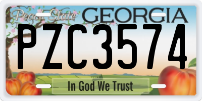 GA license plate PZC3574