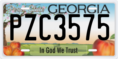 GA license plate PZC3575
