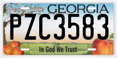 GA license plate PZC3583