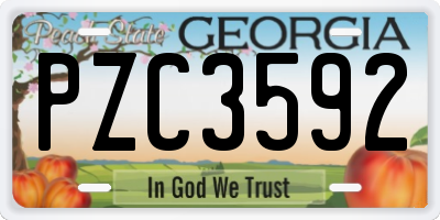 GA license plate PZC3592